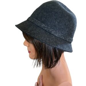 VTG Trixie Wool Bucket Hat Charcoal with Side Bow Winter Cozy OS